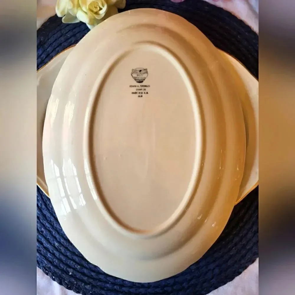 Vintage Mint Set Of 3 Edwin Knowles China Co. Roses Semi Vitreous 11.5